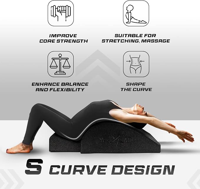 Yes4All Pilates Spine Corrector, Pilates Arc, 350lbs Foldable Pilates Massage Bed Barrel, Core Strengthening and Stretching