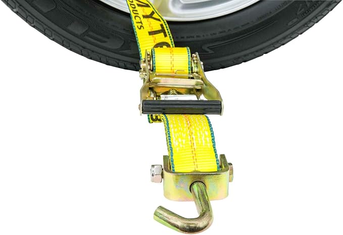 Mytee Products 2" x10' Lasso Ratchet Strap with J Finger Hook Wheel Net Auto Tow Towing Car Hauler Down