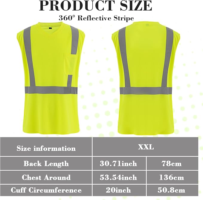Amylove 4 Pcs Hi Vis Sleeveless Reflective Shirt for Men Class 2 Construction Work Shirts with Pockets for Men Women