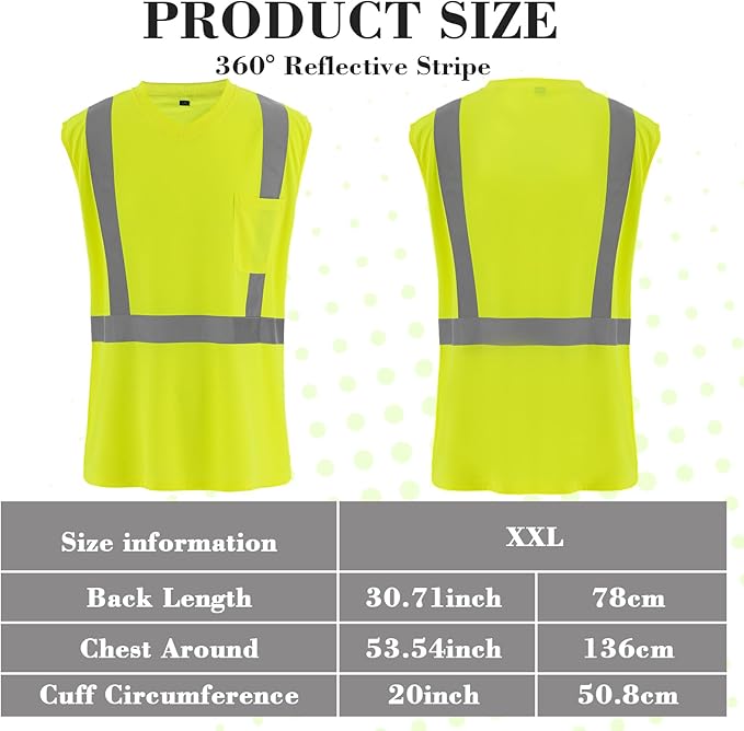 Amylove 4 Pcs Hi Vis Sleeveless Reflective Shirt for Men Class 2 Construction Work Shirts with Pockets for Men Women