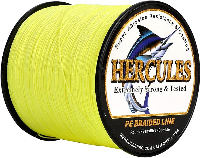 HERCULES Cost-Effective Super Strong 4 Strands Braided Fishing Line 6LB to 100LB Test for Salt-Water, 109/328 / 547/1094 Yards (100M / 300M / 500M / 1000M), Diam# 0.08MM - 0.55MM, Hi-Grade