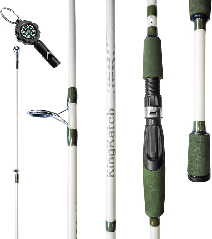 6’0” Medium Power Spinning Fishing Rod, Carbon-Fiberglass Composite Rod for Freshwater & Saltwater, Strong Yellow-Green Rod for Bass Trout Crappie, Affordable Great Gift for Fishing Lovers