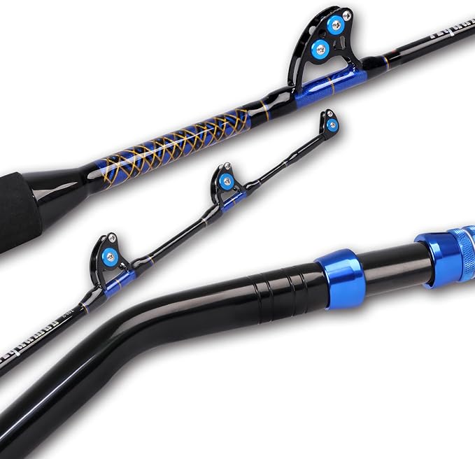 Fiblink 1-Piece Saltwater Offshore Trolling Rod Conventional Boat Rod Carbon Fishing Pole(6 Feet, 30-50 lb/50-80 lb/80-120 lb)