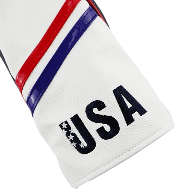 Golf Club Head Covers 3 Pack, Waterproof PU Leather Driver & Fairway Wood Headcovers with Rotatable Number Tags