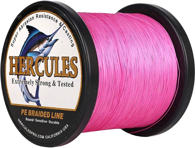 HERCULES Cost-Effective Super Cast 8 Strands Braided Fishing Line 10LB to 300LB Test for Salt-Water,109/328/547/1094 Yards(100M/300M/500M/1000M),Diam.#0.12MM-1.2MM,Hi-Grade Performance,Variety Colors