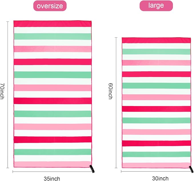 Exclusivo Mezcla Microfiber Quick Dry Beach Towel, Large Lightweight Sandfree Pool Towel for Swimming Camping Travel with Bag (Pink, 30x60 Inches)