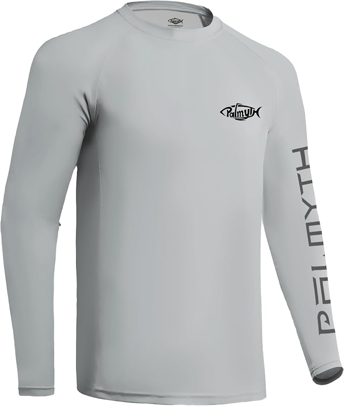 Palmyth Fishing Shirts for Men Long Sleeve UPF 50+ T Shirt Sun Protection | Quick Dry, Sun Protection, Myth-Cool Fabric, Fish Print, Moisture Wicking, Stretchy, Breathable, Fishing,Boating,Outdoor Wear