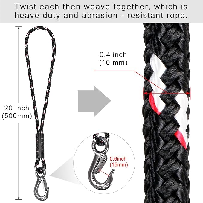 BeneLabel Tree Swing Rope, 19 inch, Hammock Tree Swing Hanging Strap, Heavy Duty Hook, for Indoor Outdoor Swing Hammock Playground Set Accessories, 1 Pcs, Black