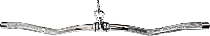 Lat Cable Machine Attachment Curl Pulldown Barbell Revolving Bar, Multi-Exerciser Cable Attachment, Solid Steel Tricep Press Down Bar with Rubber Handgrips & Revolving Hanger