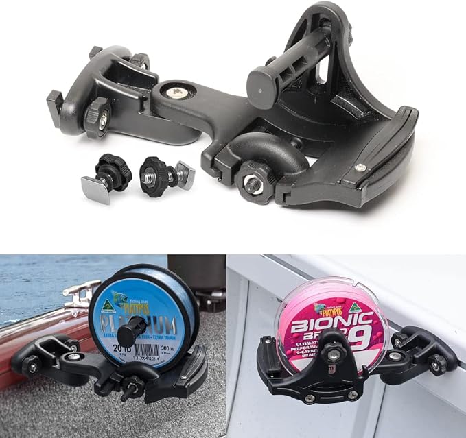 RAILBLAZA Fishing Line Spooling Station for Boats or Kayaks, Adjustable with Pivoting Base for StarPorts, Tracks, or Fixed Mounts
