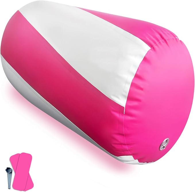 AWSUM Gymnastics Air Barrel, 47.3" x 31.5" Inflatable Tumbling Barrel Backhandspring Training Barrel Air Roller for Back-bend Handstand Cheerleading Yoga Home Gym(No Pump)