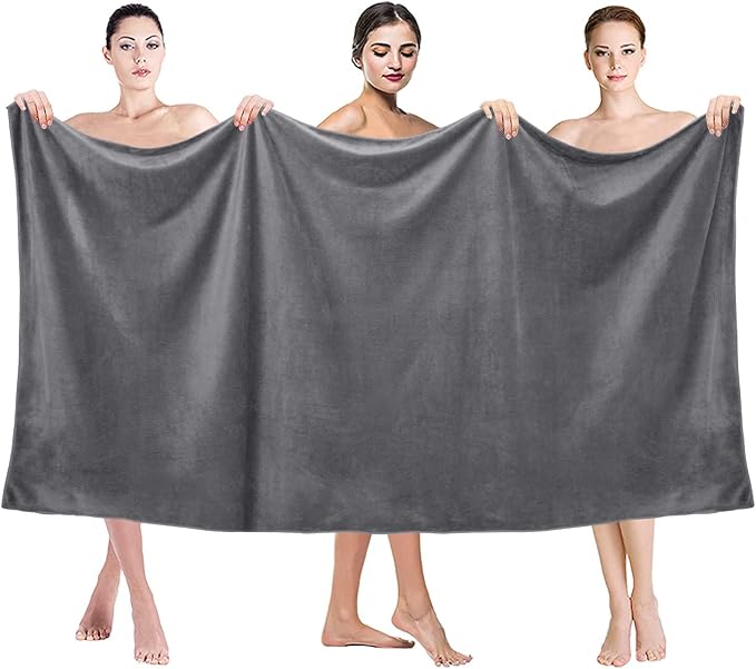 JML Bath Sheet Towels Set of 2, Extra Large Microfiber Towel for Adult, 40" x 80",Oversized, Soft Super Absorbent Fast Drying, Perfect for Shower, Sauna, Gym, Beach, Sport, Fitness, Yoga, Grey