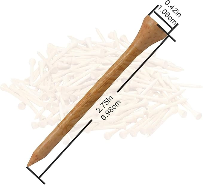 1000pcs Per Pack Natural Bamboo Golf Tees, 2.75 Inch (7cm) Length, PGA Approved for Professional Player or Beginner's Trainning. Stronger Than Wood, No Side Spin Friction.