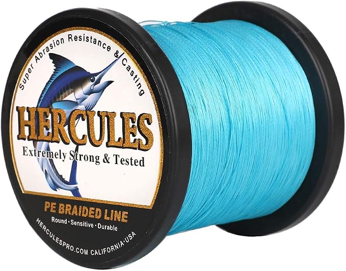 HERCULES Cost-Effective Super Cast 8 Strands Braided Fishing Line 10LB to 300LB Test for Salt-Water,109/328/547/1094 Yards(100M/300M/500M/1000M),Diam.#0.12MM-1.2MM,Hi-Grade Performance,Variety Colors