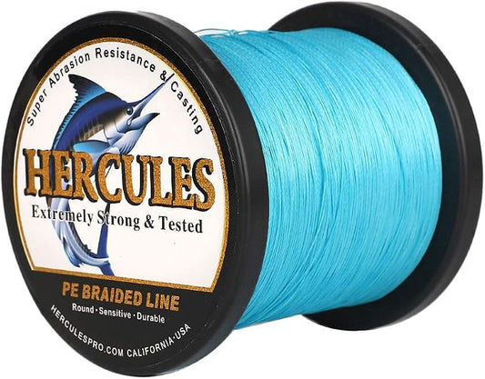 HERCULES Cost-Effective Super Cast 8 Strands Braided Fishing Line 10LB to 300LB Test for Salt-Water,109/328/547/1094 Yards(100M/300M/500M/1000M),Diam.#0.12MM-1.2MM,Hi-Grade Performance,Variety Colors