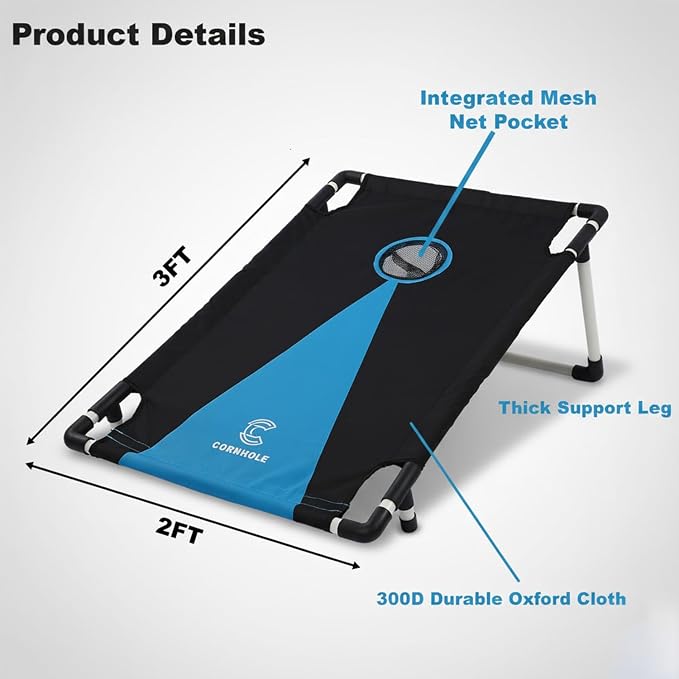 2026 Upgraded Cornhole Board Set for Kids Adults, 3FT x 2FT All Weather Corn Hole Game, Portable Design with Durable 300D Cloth, 8 Bean Bags & Carrying Case, Indoor Outdoor Games Backyard Lawn Game