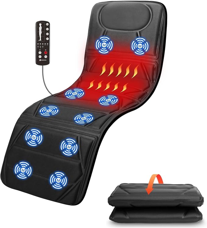 CooCoCo Full Body Massage Mat with Heat, Dual Heating Area Back Massager for Sofa, Bed, Gifts for Men Women Husband Wife, 10 Motors Vibrating Massaging Mattress, Massage Pad Full Body for Dad Mom