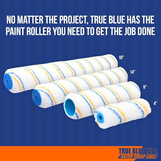 True Blue 18" Professional Paint Roller Covers, 18 Inch, Best for All Types of Painting Surfaces, Refill Bulk Pack (24, 1/2" Nap)