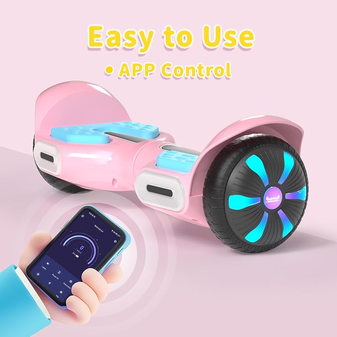 SIMATE 6.5" Scooter, Bluetooth Music Speaker and LED Light, Top 8.5mph & 8.5 Miles Range Power by Dual 250W Motor, Gifts for Kids Adults Boys, for All Ages