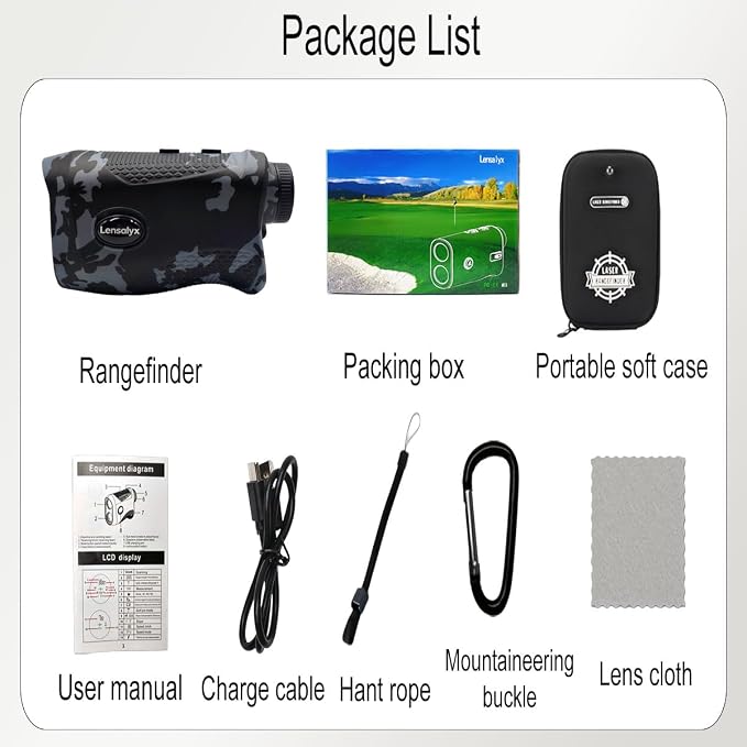 Golf Rangefinder with Slope Switch, 1200 Yards Range Finder Golfing with Flag Lock, 7X Magnification,Flag Pole Locking with Pulse Vibration, Rechargeable,Golf Accessories for Men