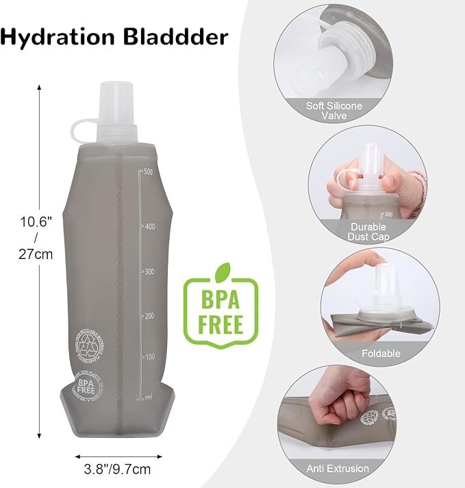 Lightweight Running Vest with 2pcs 500ml Water Bottle for Men Women, Reflective Water Vest Hydration Pack Hydropack for Hiking, M/L