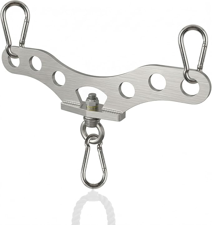 Double to Single Adaptor Plate for Cable Pulley Machines Durable Solid Stainless Steel with 3 Carabiners Suitable for Dual Cable Machines LAT Pulldown, Shoulder & Biceps Exercises