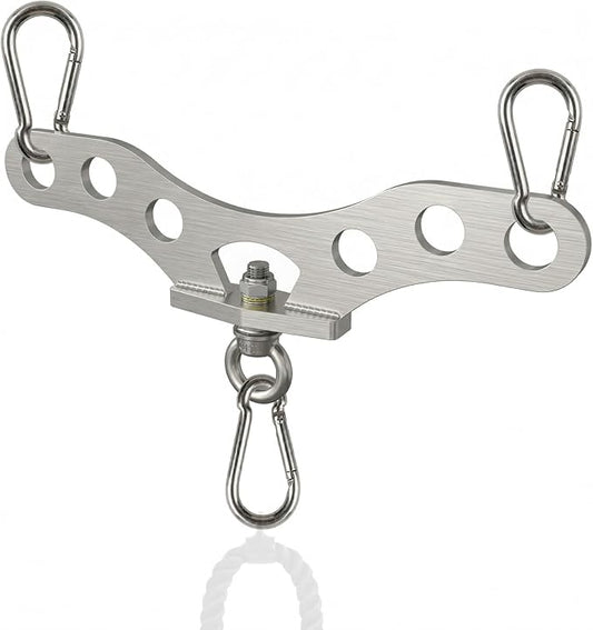 Double to Single Adaptor Plate for Cable Pulley Machines Durable Solid Stainless Steel with 3 Carabiners Suitable for Dual Cable Machines LAT Pulldown, Shoulder & Biceps Exercises