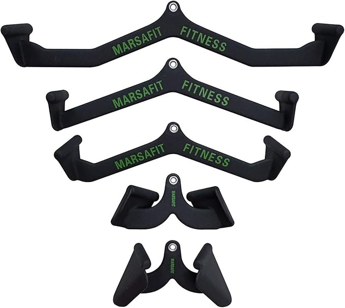 MARSAFIT Home Gym Fitness Rowing T-bar V-bar Pulley Cable Machine Attachment, Bicep Curl Tricep LAT pulldown Bar Back Strength Training Handle Grips LAT Pull Down Bar for Seat Row Workout