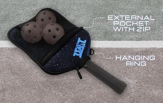 Pickleball Paddle Cover Neoprene with Zipped External Pocket | Covers Fit All USAPA Approved Paddles | 1pc Universal Pickle-Ball Racket Case Only | Durable Pickle Ball Equipment Includes Inner Pockets