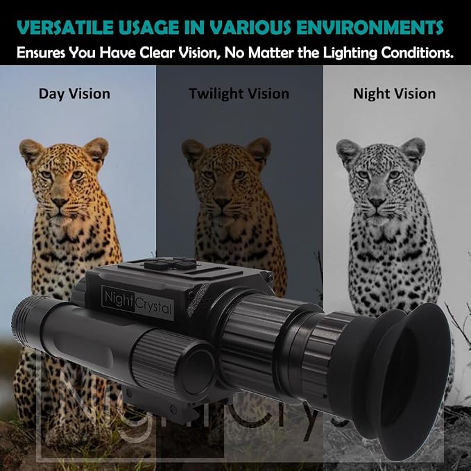Day Night Vision Scope Digital Monocular Riflescope, 1080p HD, 5X Digital Zoom, Shock Resistant, with Picatinny Mount, Perfect for Hunting and Wildlife Observation (Without Battery)