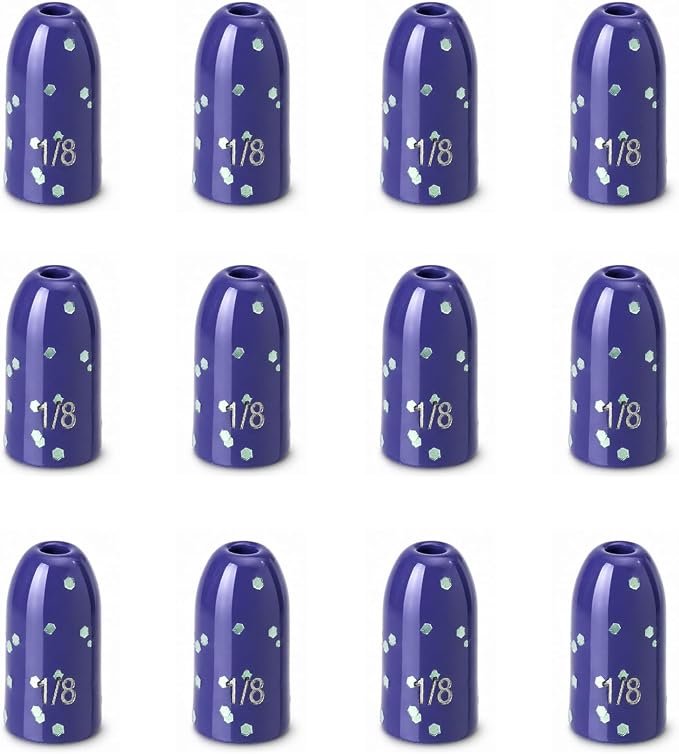 12 Pack Tungsten Bullet Fishing Weights, Insert Free Worm Sinkers, 1/8 3/16 1/4 3/8 1/2 oz