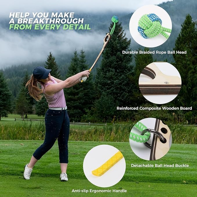Golf Swing Training Aid Bundle – Swing Tempo Distance Enhancer Axe + Adjustable Swing Rotation Trainer Strap for Thoracic Rotation, Body Turn & Muscle Memory – Indoor & Outdoor Practice for Beginners