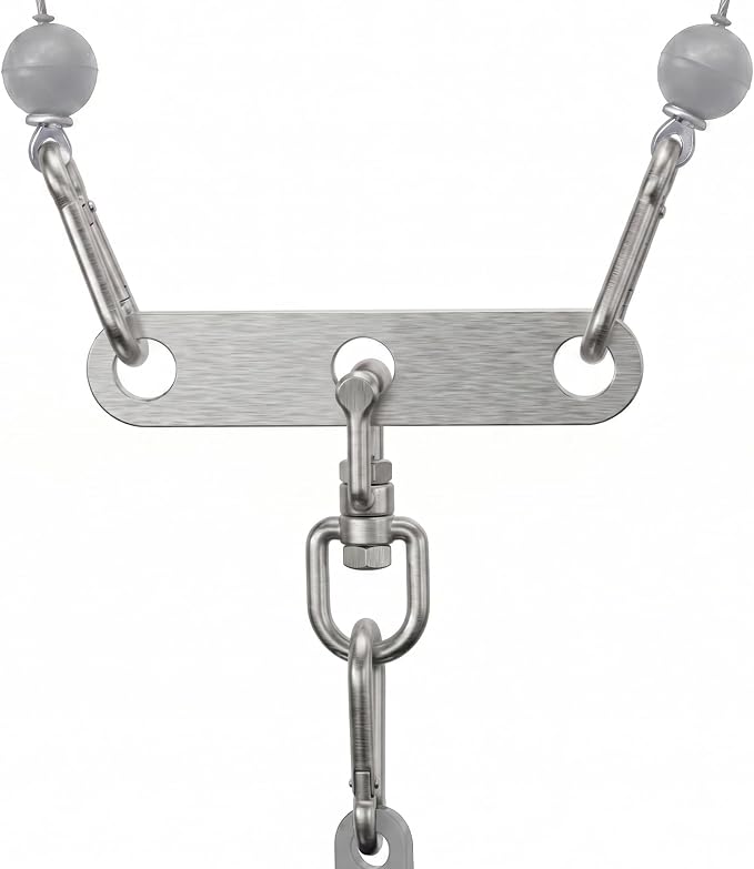 J Bryant Stainless Steel Double to Single Pulley Adaptor Plate for Cable Machine – Fitness Dual Pulley Connector with 3 Carabiners for LAT Pulldown, Triceps Pushdown, and T Bar Row Accessories