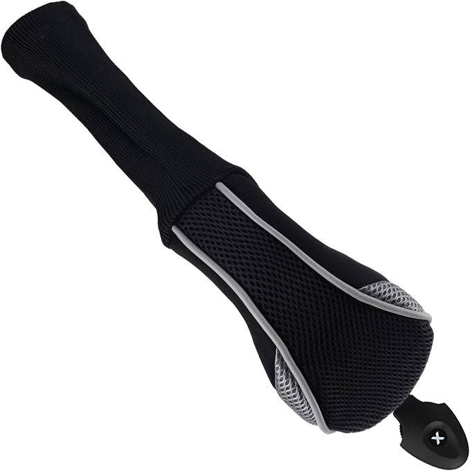 Andux 2 Pack Long Neck Golf Hybrid Club Head Covers Dial No. Tag CTMT-01 | Mesh Breathable material | all the Same Size | Coloured Piping | Pull-On Closure