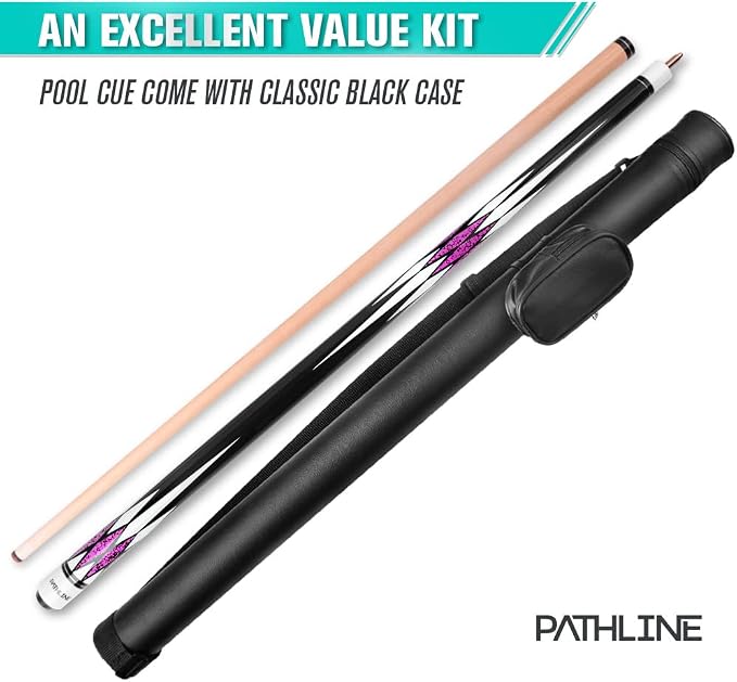 PLN Pool Cue Kit - 58 inch Canadian Maple Billiard Pool Stick and Hard Case