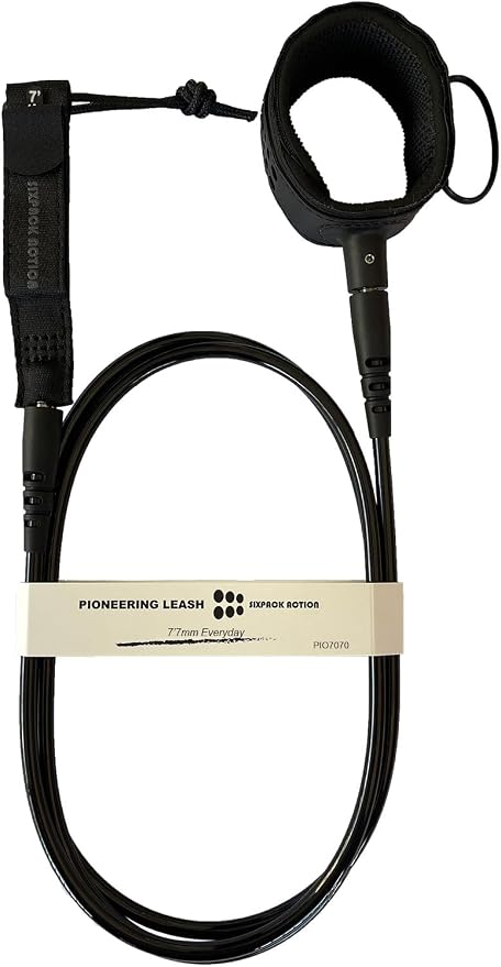 SIXPACK ACTION Pioneering Surf Leash, 5ft/6ft/7ft/8ft/9ft Comp Pro Surfboard Leash with 360-Degree Integral Molding Cuff Providing Maximum Durability, Flexibility and Comfort