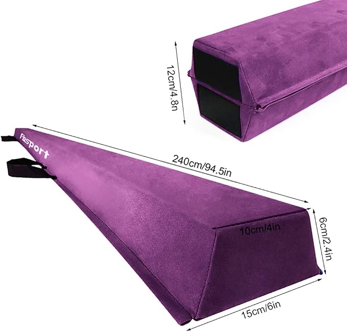 FBSPORT 8ft/6ft Balance Beam: Folding Floor Gymnastics Equipment for Kids Adults,Non Slip Rubber Base, Gymnastics Beam for Training, Practice, Physical Therapy and Professional Home Training
