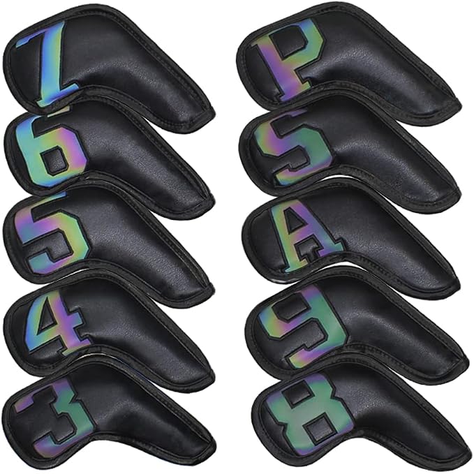 Scott Edward Golf Club Head Covers for Iron, 10 Pcs Leather Waterproof Material, Gradient Numbers Perfect for Mizuno Callaway, Ping, Taylormade, Cobra, Etc.
