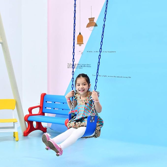 Swing Chains (2) Fully Coated for Swing Set with 4 Free Quick Links Anti-Rust Iron Link Chains Playground Kids Tree Swing Seat Accessories and Replacement Support 660 Lb (Blue)
