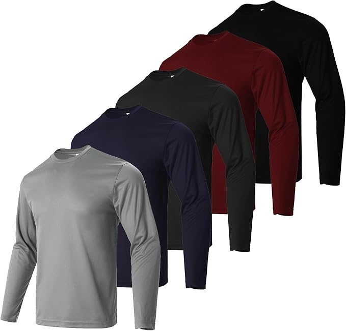 Mens Long Sleeve T-Shirts Casual Crew Neck Tee Shirt Summer Soft Running Swimming Cycling Fishing Tops