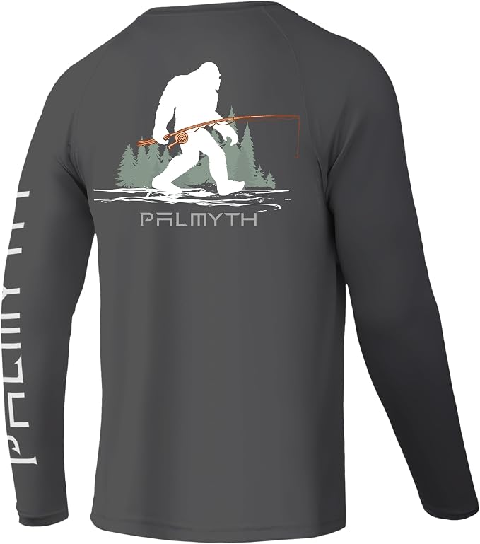 Palmyth Fishing Shirts for Men Long Sleeve UPF 50+ T Shirt Sun Protection | Quick Dry, Sun Protection, Myth-Cool Fabric, Fish Print, Moisture Wicking, Stretchy, Breathable, Fishing,Boating,Outdoor Wear