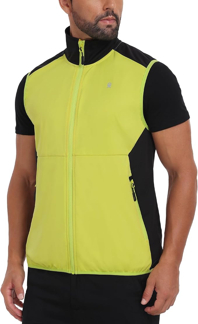 Little Donkey Andy Men's Water-resistant Outerwear Vests, Stretch Windproof Vest for Cycling, Running, Golf