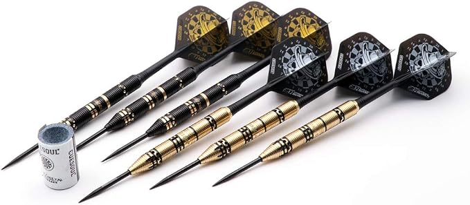 CUESOUL Jazz-Metal Luxury Steel Tip Darts Set 21g/24g/26g with AK5 Integrated Dart Flights