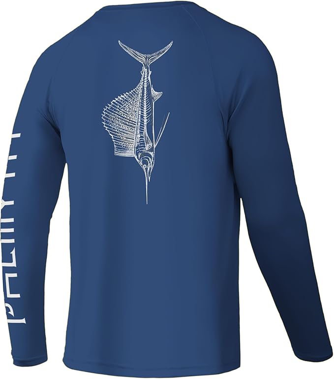 Palmyth Fishing Shirts for Men Long Sleeve UPF 50+ T Shirt Sun Protection | Quick Dry, Sun Protection, Myth-Cool Fabric, Fish Print, Moisture Wicking, Stretchy, Breathable, Fishing,Boating,Outdoor Wear