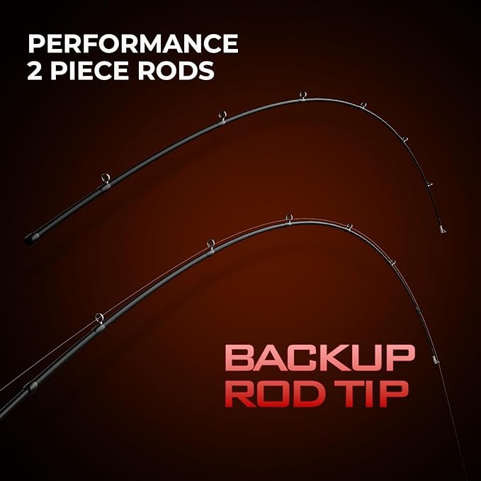 KastKing Brutus Twin-Tip Fishing Rod and Reel Combo, Baitcaster, Spinning & Spincast Combos, IM6 Graphite 2-Piece Rod with Backup Tip Section, EVA Handle, Durable & Sensitive, Freshwater Fishing