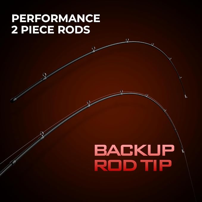 KastKing Brutus Spinning Rods & Casting Fishing Rods, IM6 Graphite Blanks, 2-Piece Rods with Extra Tip Section, PTS Power Transition System, No-Slip Grip, Hook Keeper
