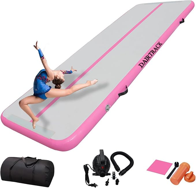 DAIRTRACK Inflatable Gymnastics Air Mat 10ft/13ft/16ft/20ft Tumble Track Tumbling Mats for Home Use/Gym/Training/Cheerleading/Yoga/Water