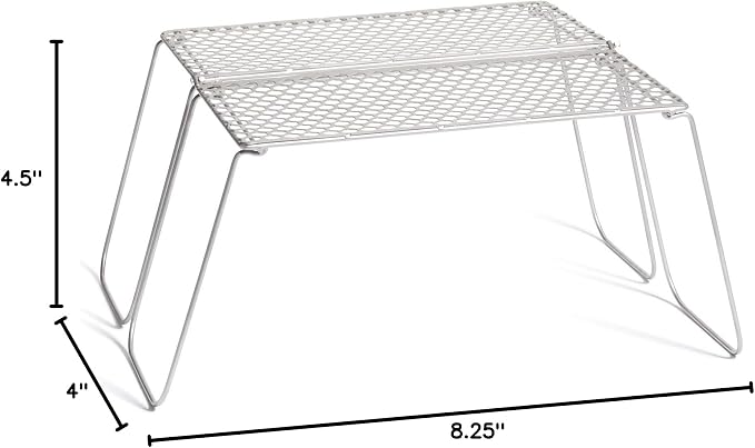 Vargo Titanium Bifold Foldable Campfire Grill - Portable Titanium Grill Surface with Legs - 60+ Square Inch Cooking Surface for Backpackers and Campers