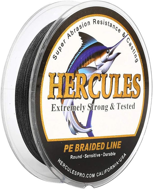 HERCULES Cost-Effective Super Strong 4 Strands Braided Fishing Line 6LB to 100LB Test for Salt-Water, 109/328 / 547/1094 Yards (100M / 300M / 500M / 1000M), Diam# 0.08MM - 0.55MM, Hi-Grade