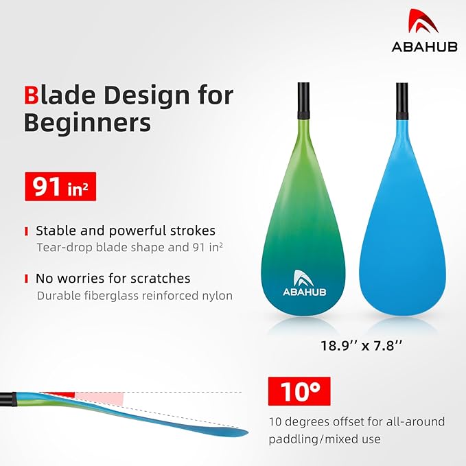 Abahub 3-Piece Stand up Paddles, Lightweight Paddleboard Paddle Oars for Paddleboard, Adjustable Aluminum Alloy Shaft 68" - 84"